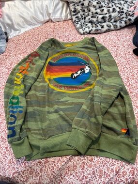 Aviator nation logo camo crewneck